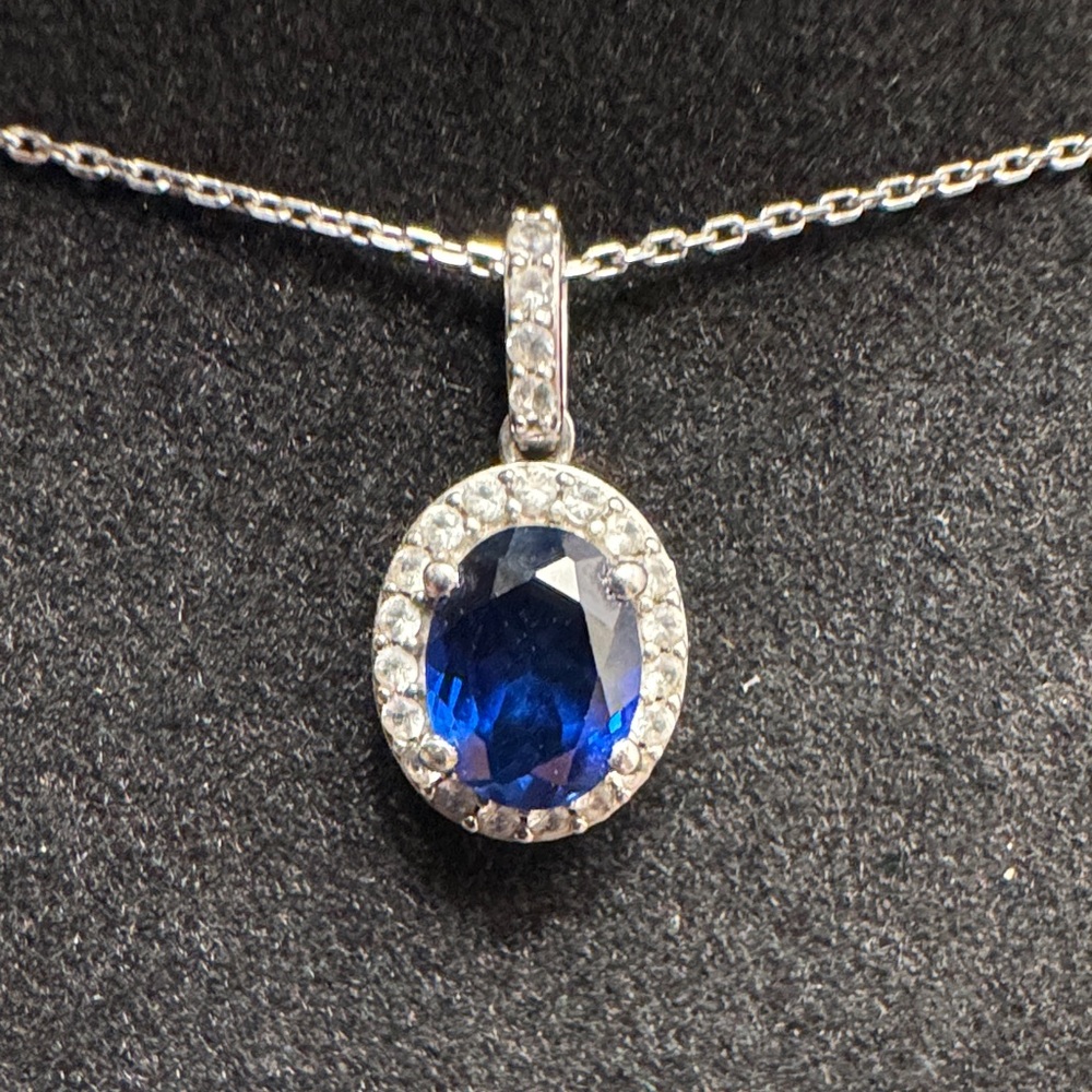 Sapphire Blue and Silver Necklace